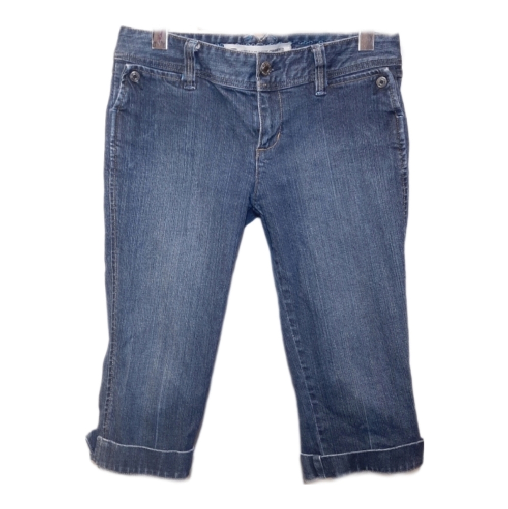 GAP Y2K Ultra Low Rise Cropped Jeans Stretch Denim Capri Cuffed Size 6